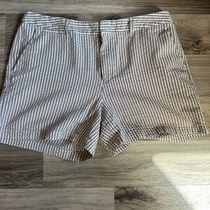 A New Day Striped Seersucker Women's Shorts - Beige White Size 12